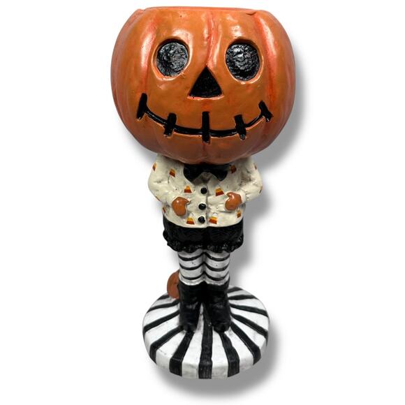 Goblin & Ghoul Halloween Candy Dish 14" Pumpkin Head Figurine Holiday Primitive - Picture 1 of 11